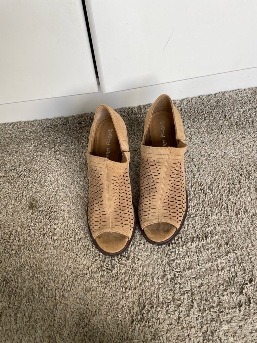 Dirty Laundry Tan Peep-Toe Heel Booties